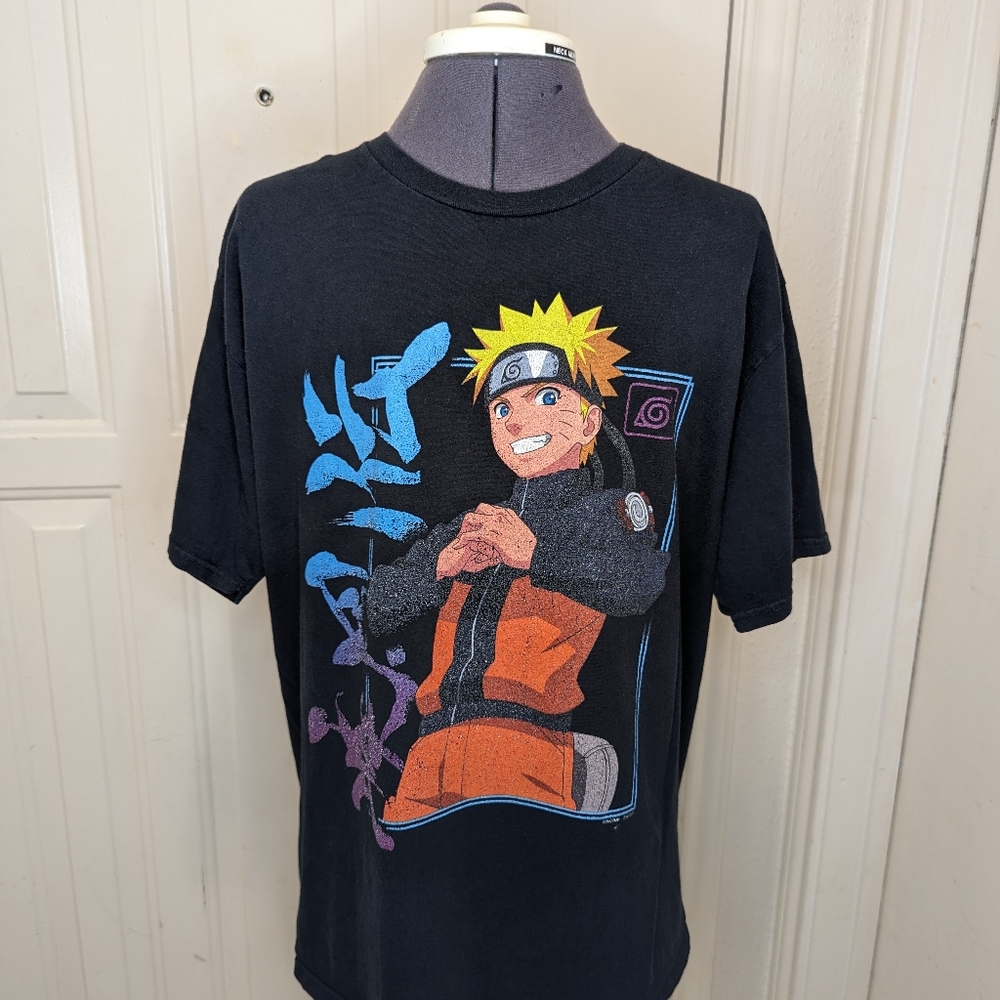 Vintage Naruto Shippuden Shonen Jump 2002 MK Ripple Tshirt Black Men's Large